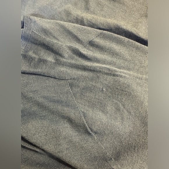 ST. JOHN Blue Wool Silk Knit Top Blouse Shirt Lightweight Boat Neck Pullout Tee - Picture 7 of 13